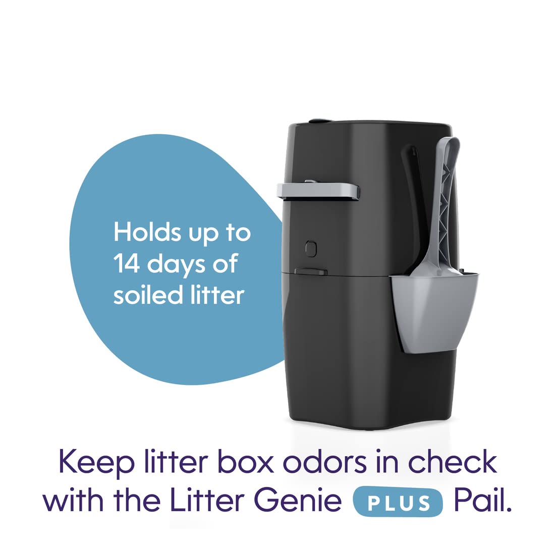 Litter Genie Plus Pail (Silver) | Cat Litter Box Waste Disposal System for Odor Control | Includes 1 Square Refill Bag