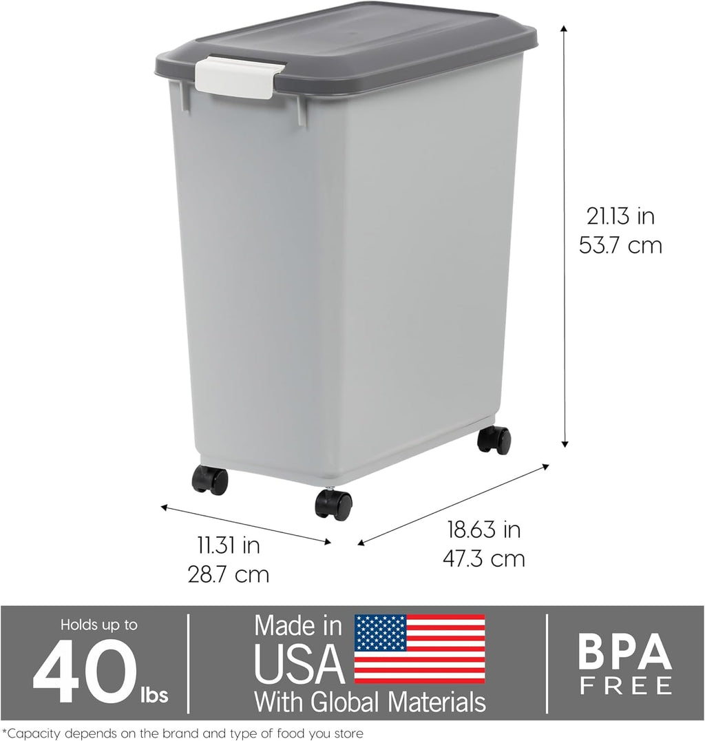 IRIS USA Dog Food Storage Container, Up to 30 lbs, Navy, Made in USA