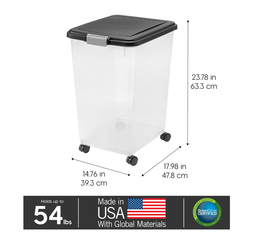 IRIS USA Dog Food Storage Container, Up to 30 lbs, Navy, Made in USA