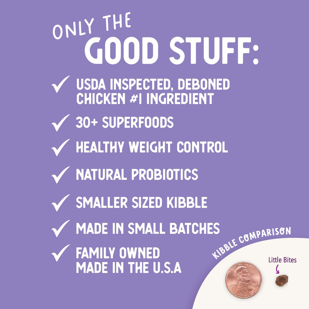 Health Extension Little Bites Dry Dog Food for Toy and Small Breeds, Chicken & Brown Rice Recipe, with Probiotics & Superfoods for Digestion & Coat Health, 30 lb Bag