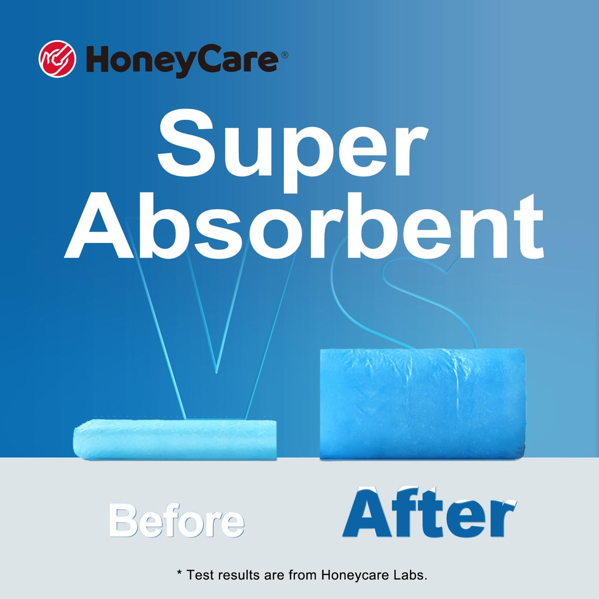HONEY CARE All-Absorb, Large 22" x 23", 100 Count, Dog and Puppy Training Pads, Ultra Absorbent and Odor Eliminating, Leak-Proof 5-Layer Potty Training Pads with Quick-Dry Surface, Blue, A01