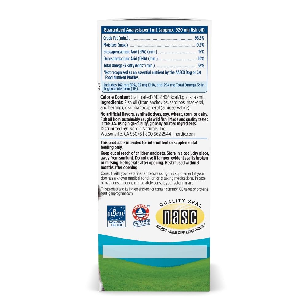 Nordic Naturals Omega-3 Pet, 1380mg Fish Oil for Dogs w/EPA DHA - 16oz