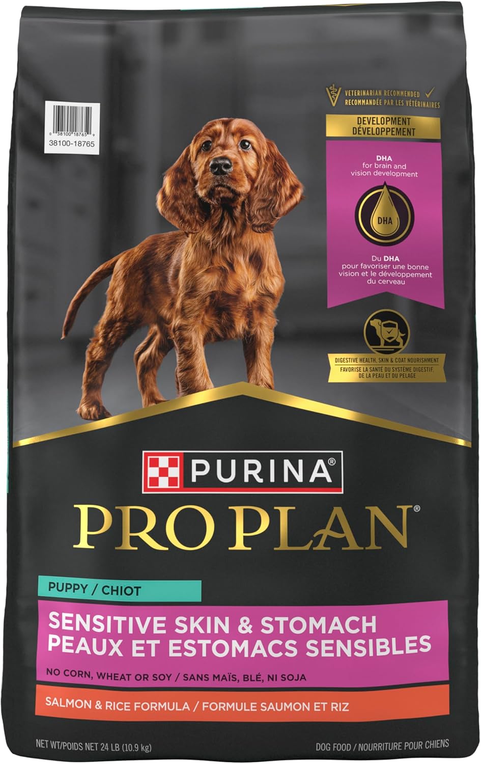 Purina Pro Plan Sensitive Skin and Stomach Dog Food Puppy Salmon and Rice Formula - 16 Lb. Bag