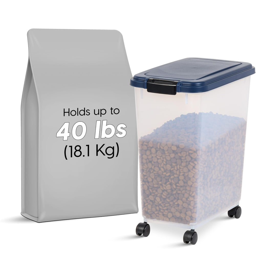 IRIS USA Dog Food Storage Container, Up to 30 lbs, Navy, Made in USA