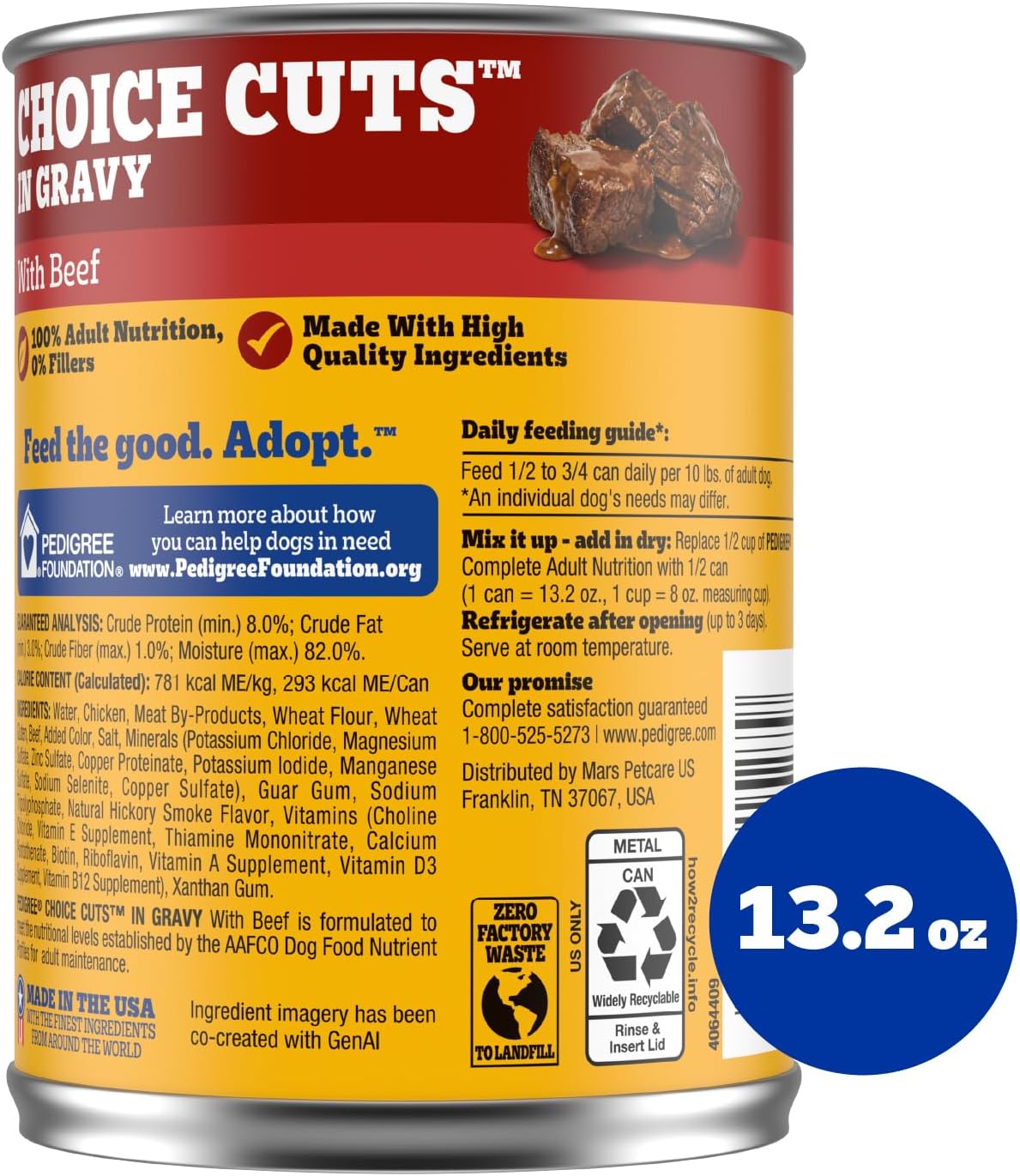 Pedigree Choice Cuts in Gravy Wet Dog Food, Beef, 13.2 oz, 12 count