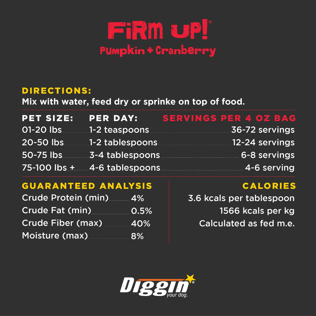 Diggin' Your Dog – Firm Up Pumpkin for Dogs & Cats – Fiber Supplement with Pumpkin & Apple Fiber for Cat & Dog Digestive Support – Made in USA, 16 oz