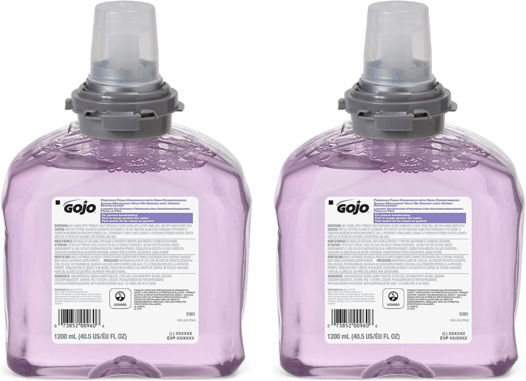 GOJO TFX Foam Soap Refill, Cranberry Scent, 2ct x 1200 mL - 5361-02