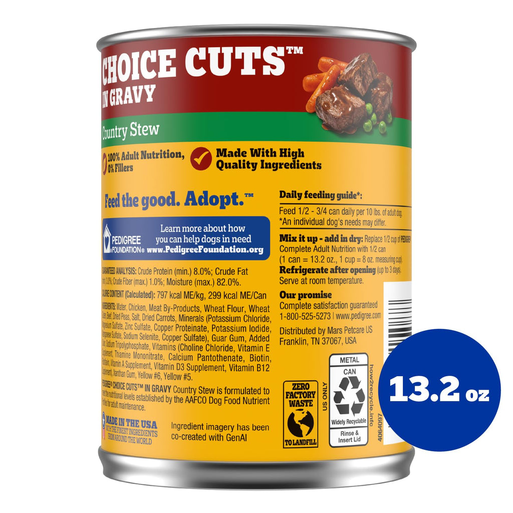 Pedigree Choice Cuts in Gravy Wet Dog Food, Beef, 13.2 oz, 12 count
