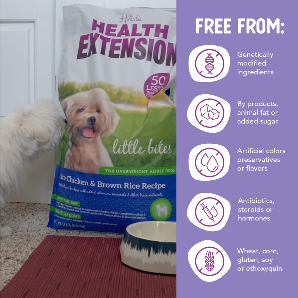 Health Extension Little Bites Dry Dog Food for Toy and Small Breeds, Chicken & Brown Rice Recipe, with Probiotics & Superfoods for Digestion & Coat Health, 30 lb Bag