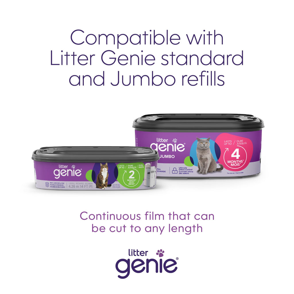 Litter Genie Plus Pail (Silver) | Cat Litter Box Waste Disposal System for Odor Control | Includes 1 Square Refill Bag