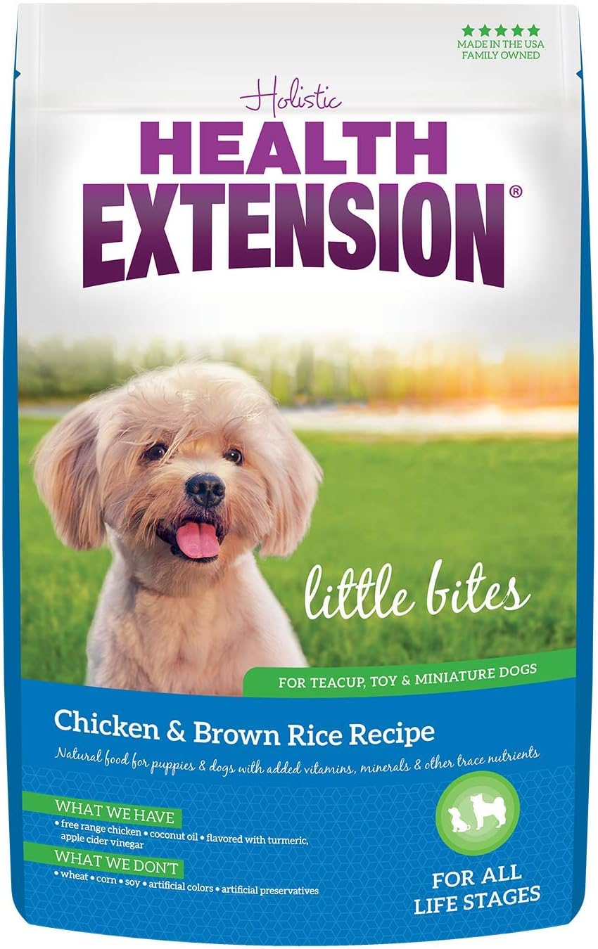 Health Extension Little Bites Dry Dog Food for Toy and Small Breeds, Chicken & Brown Rice Recipe, with Probiotics & Superfoods for Digestion & Coat Health, 30 lb Bag