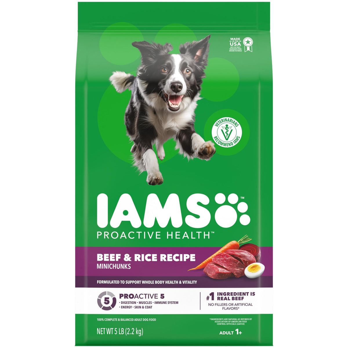 IAMS Proactive Health Adult Minichunks Dry Dog Food, Chicken, 30 lb | Real chicken #1 ingredient, no fillers, natural fiber & prebiotics, Omega-6 fatty acids, antioxidants for immune support