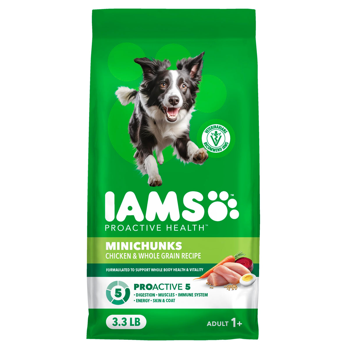 IAMS Proactive Health Adult Minichunks Dry Dog Food, Chicken, 30 lb | Real chicken #1 ingredient, no fillers, natural fiber & prebiotics, Omega-6 fatty acids, antioxidants for immune support