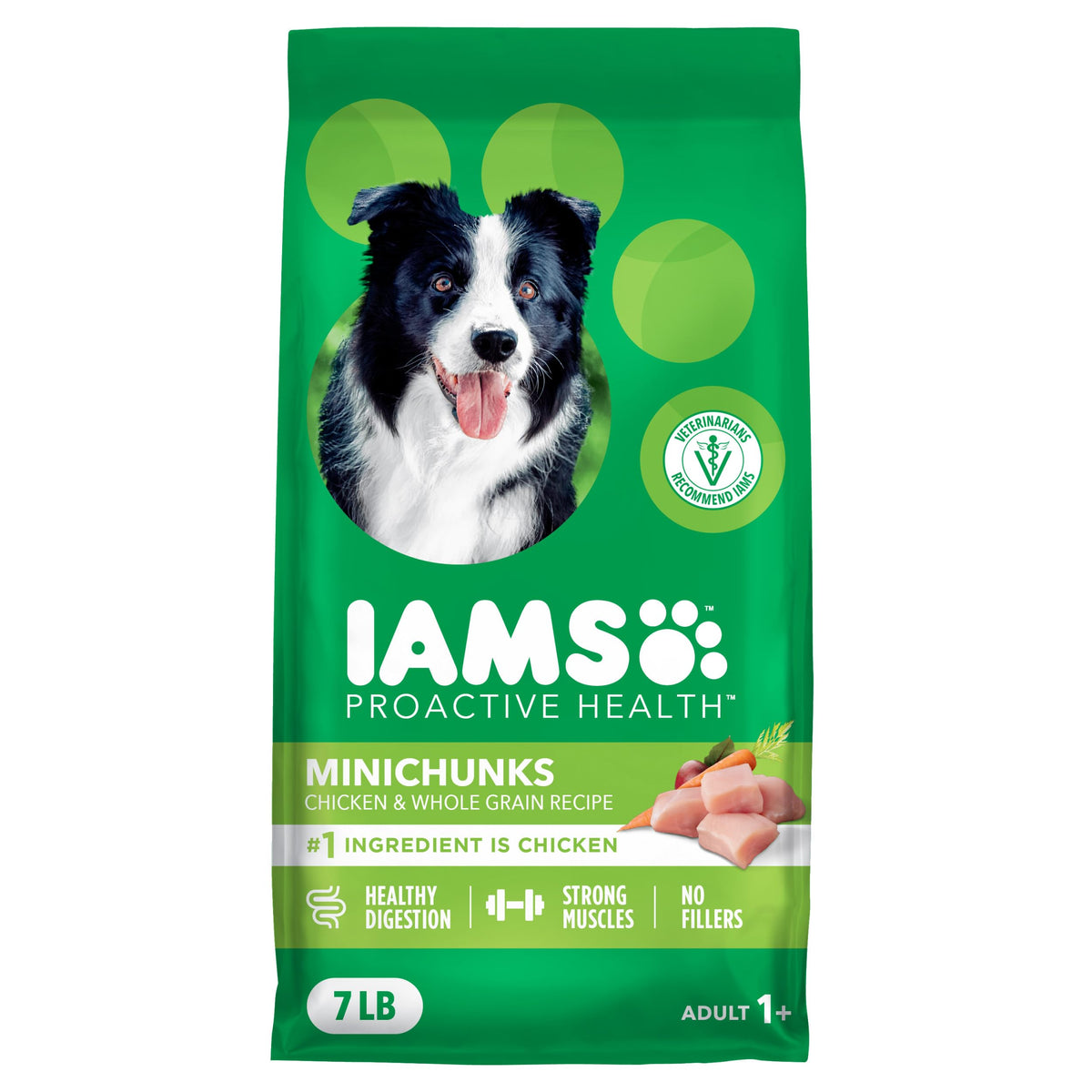 IAMS Proactive Health Adult Minichunks Dry Dog Food, Chicken, 30 lb | Real chicken #1 ingredient, no fillers, natural fiber & prebiotics, Omega-6 fatty acids, antioxidants for immune support