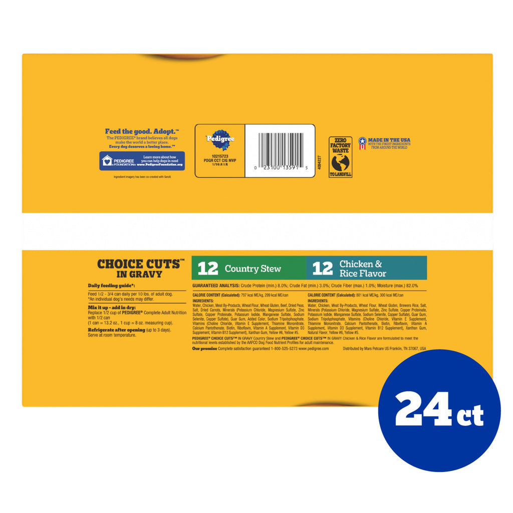 Pedigree Choice Cuts in Gravy Wet Dog Food, Beef, 13.2 oz, 12 count