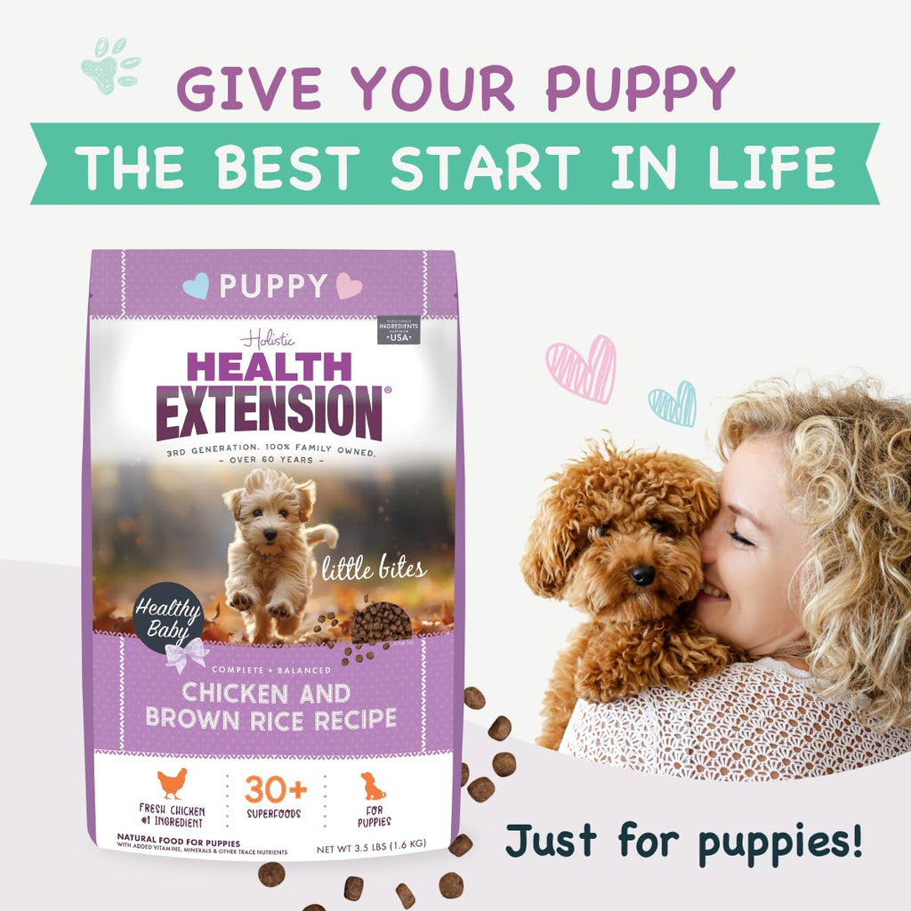 Health Extension Little Bites Dry Dog Food for Toy and Small Breeds, Chicken & Brown Rice Recipe, with Probiotics & Superfoods for Digestion & Coat Health, 30 lb Bag