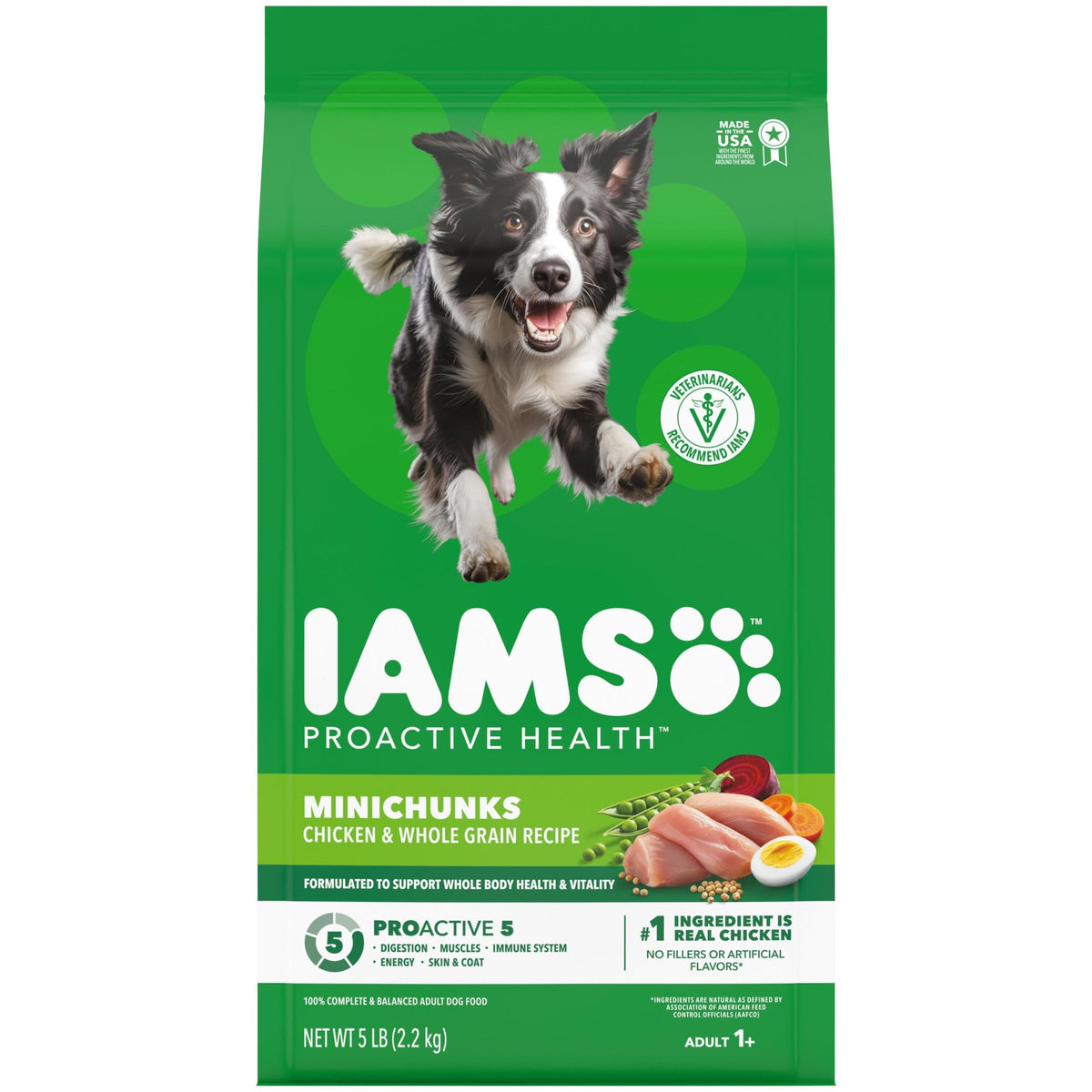 IAMS Proactive Health Adult Minichunks Dry Dog Food, Chicken, 30 lb | Real chicken #1 ingredient, no fillers, natural fiber & prebiotics, Omega-6 fatty acids, antioxidants for immune support