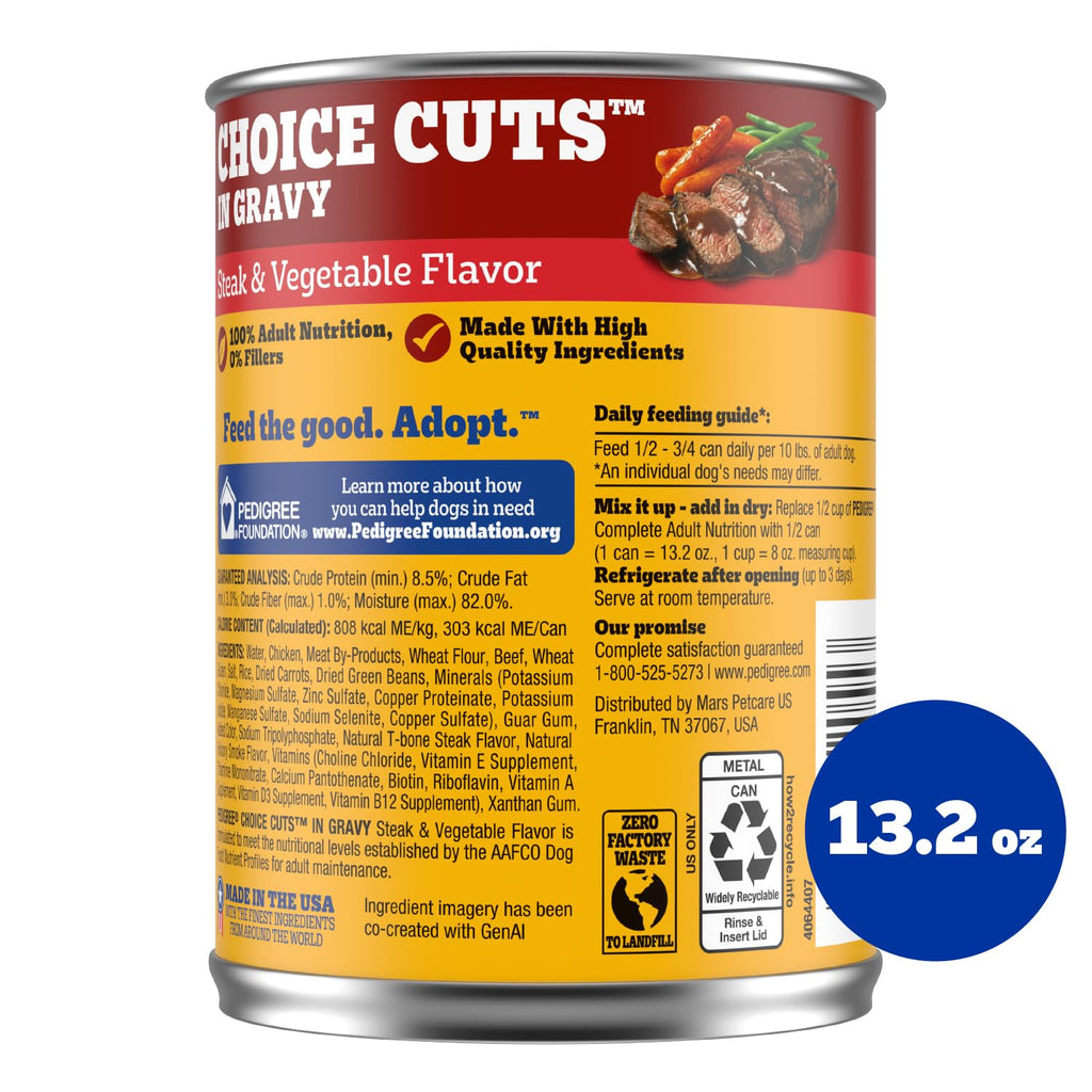 Pedigree Choice Cuts in Gravy Wet Dog Food, Beef, 13.2 oz, 12 count
