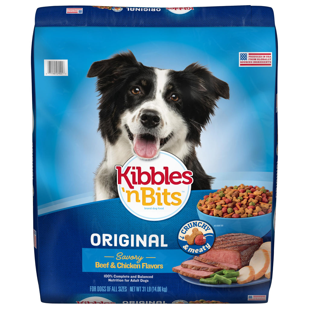 Kibbles 'n Bits Original Dry Dog Food, Savory Beef & Chicken Flavors for Adult Dogs, 45 lb. Bag