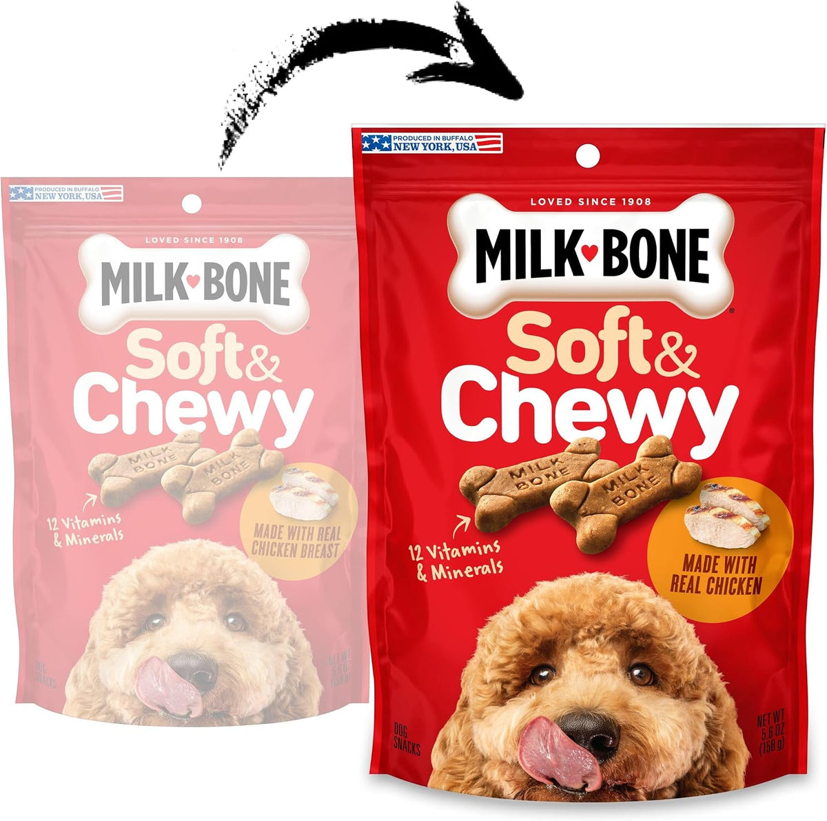 Milk-Bone Soft & Chewy Dog Treats, Made with Real Bacon, 10 Pouches