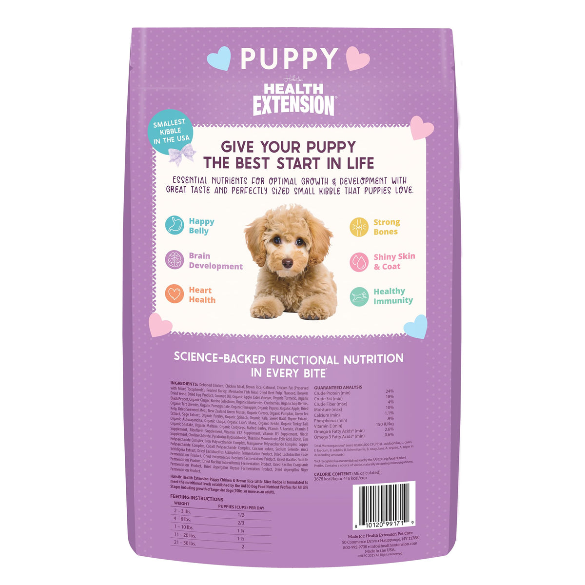 Health Extension Little Bites Dry Dog Food for Toy and Small Breeds, Chicken & Brown Rice Recipe, with Probiotics & Superfoods for Digestion & Coat Health, 30 lb Bag