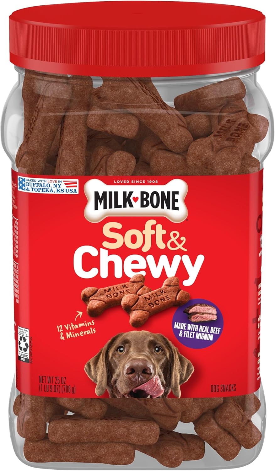 Milk-Bone Soft & Chewy Dog Treats, Made with Real Bacon, 10 Pouches