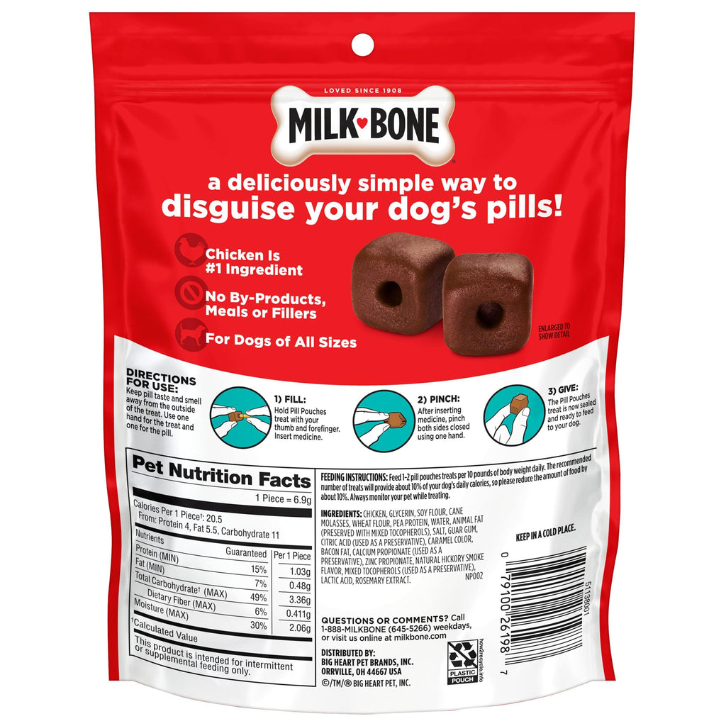 Milk-Bone Pill Pouches Dog Treats With Real Chicken, 25 Count Bags (Pack of 5; 125 Total Treats)