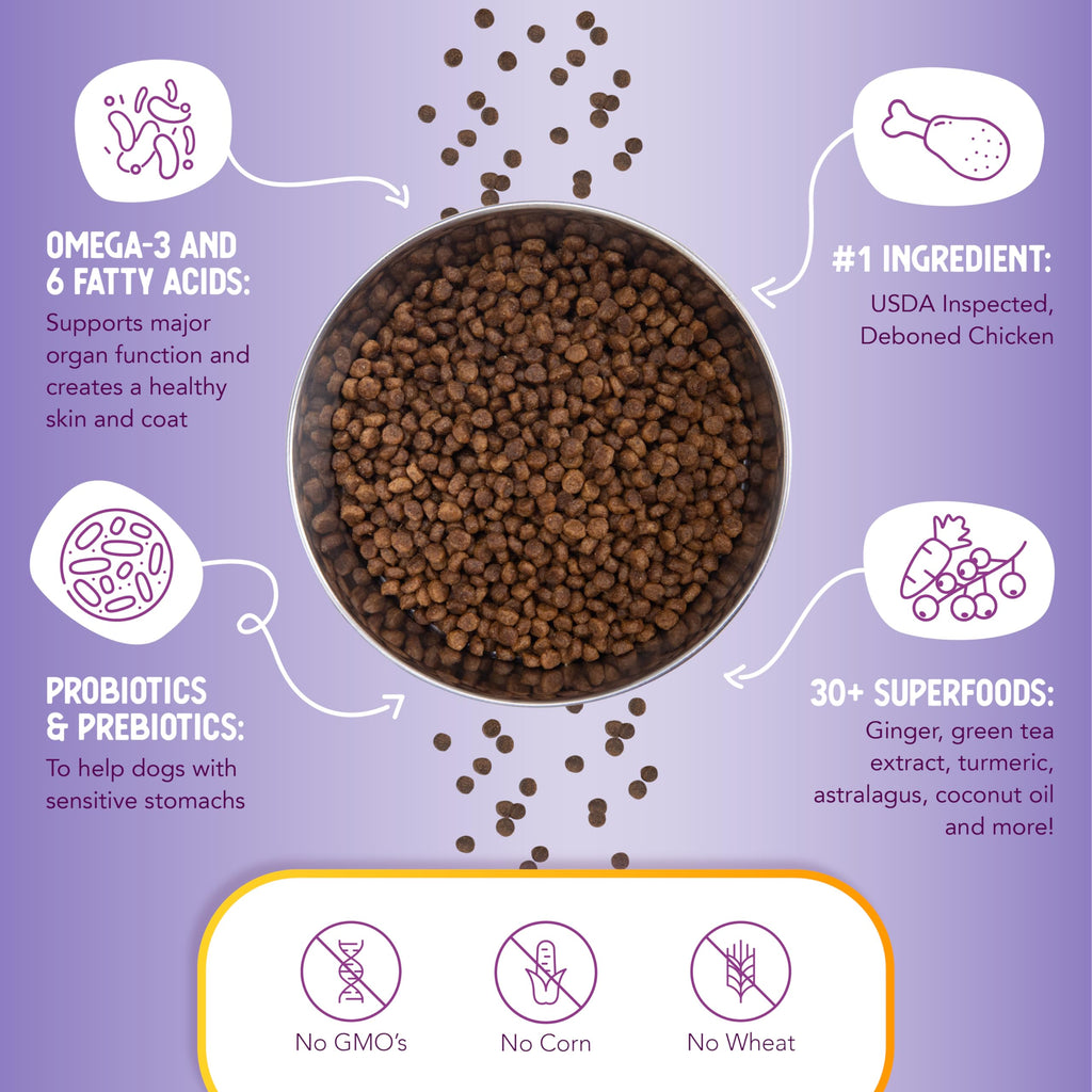 Health Extension Little Bites Dry Dog Food for Toy and Small Breeds, Chicken & Brown Rice Recipe, with Probiotics & Superfoods for Digestion & Coat Health, 30 lb Bag