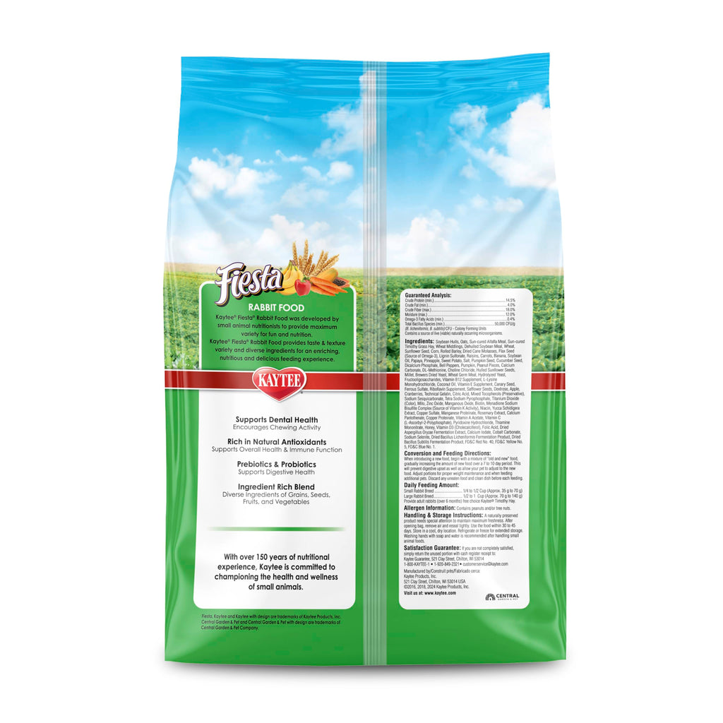 Kaytee Fiesta Rabbit Food, Nutritious and Fun Blend, Supports Dental Health and Digestion, 20 pounds