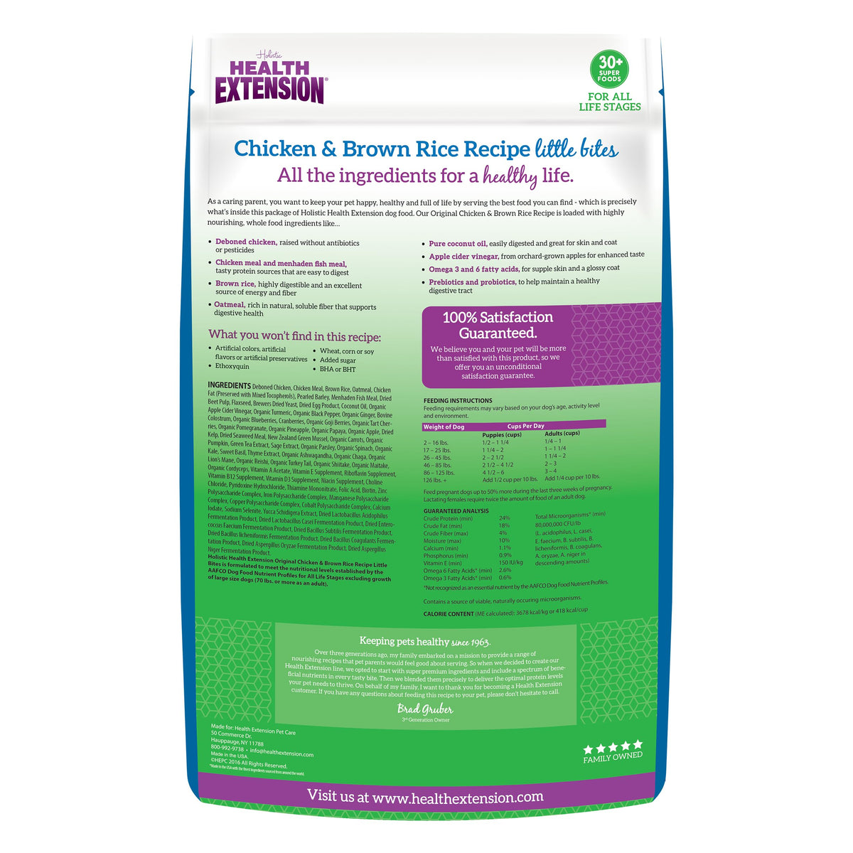 Health Extension Little Bites Dry Dog Food for Toy and Small Breeds, Chicken & Brown Rice Recipe, with Probiotics & Superfoods for Digestion & Coat Health, 30 lb Bag