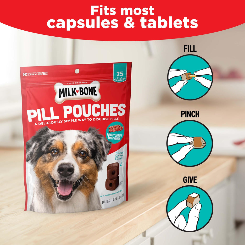 Milk-Bone Pill Pouches Dog Treats With Real Chicken, 25 Count Bags (Pack of 5; 125 Total Treats)