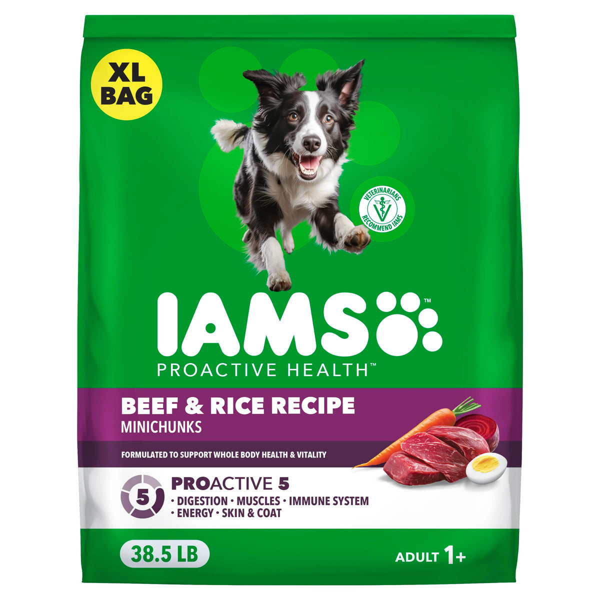 IAMS Proactive Health Adult Minichunks Dry Dog Food, Chicken, 30 lb | Real chicken #1 ingredient, no fillers, natural fiber & prebiotics, Omega-6 fatty acids, antioxidants for immune support