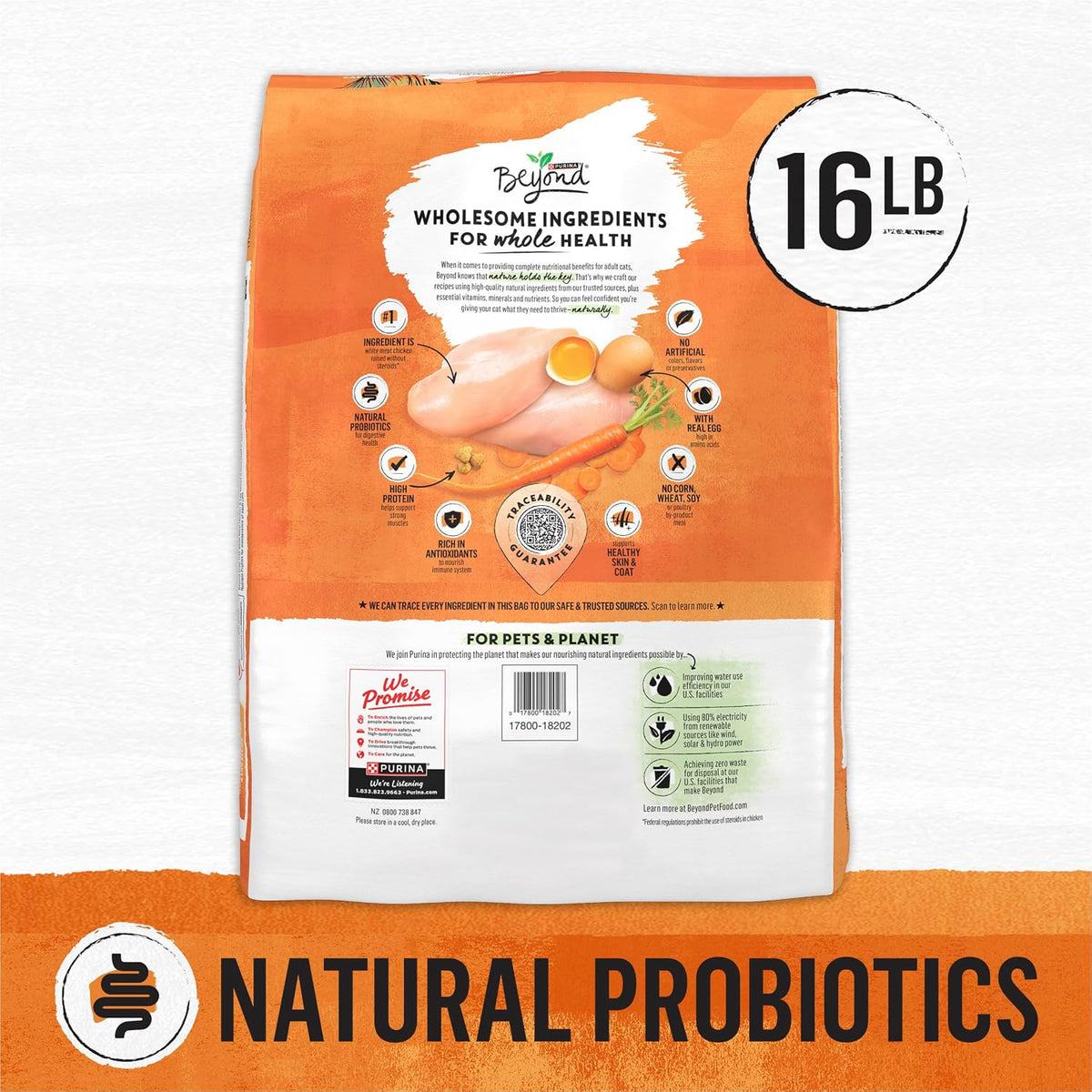 Purina Beyond Grain Free White Meat Chicken and Egg Recipe Natural Cat Food High Protein Cat Food Dry Formula - 16 Lb. Bag