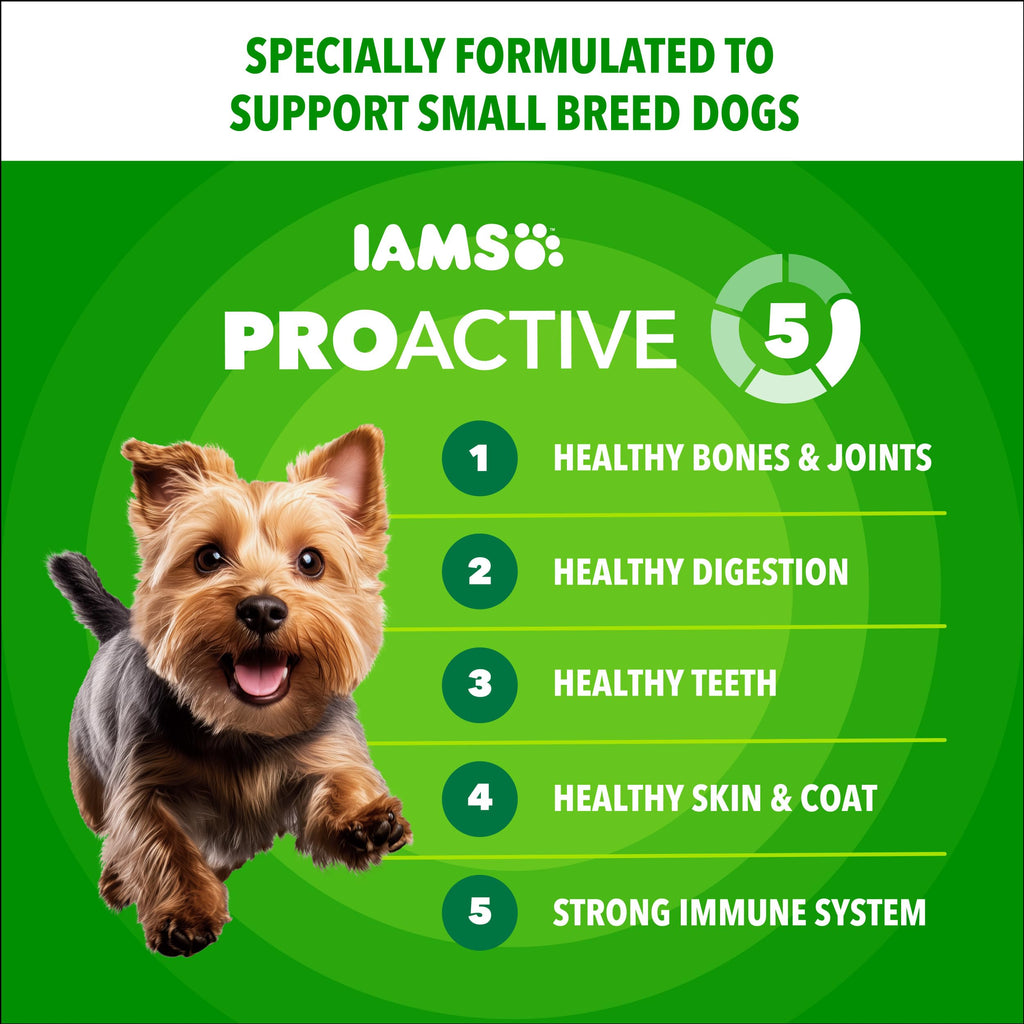 IAMS Proactive Health Dry Dog Food for Small Breeds, Adult Dog Food Dry Recipe, 7 lb. Bag