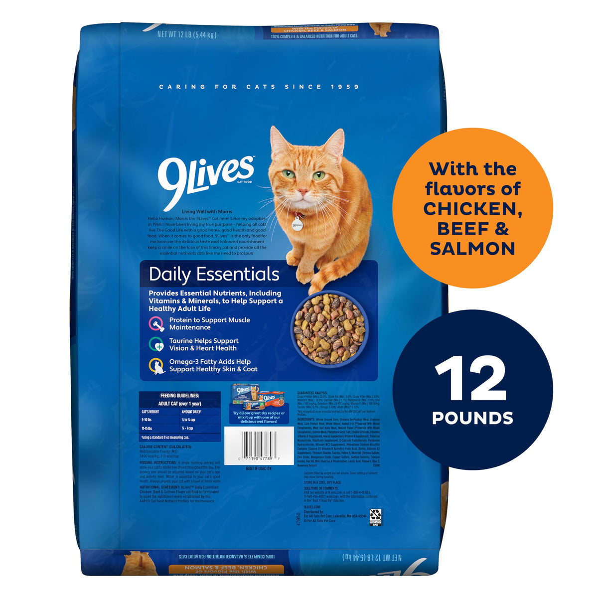 9Lives Daily Essentials Dry Cat Food, 20 lb. Bag
