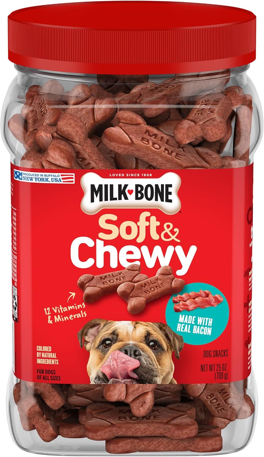 Milk-Bone Soft & Chewy Dog Treats, Made with Real Bacon, 10 Pouches