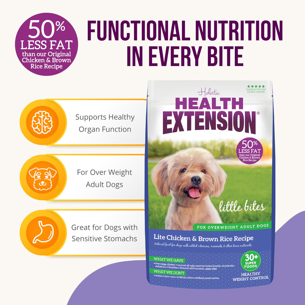 Health Extension Little Bites Dry Dog Food for Toy and Small Breeds, Chicken & Brown Rice Recipe, with Probiotics & Superfoods for Digestion & Coat Health, 30 lb Bag