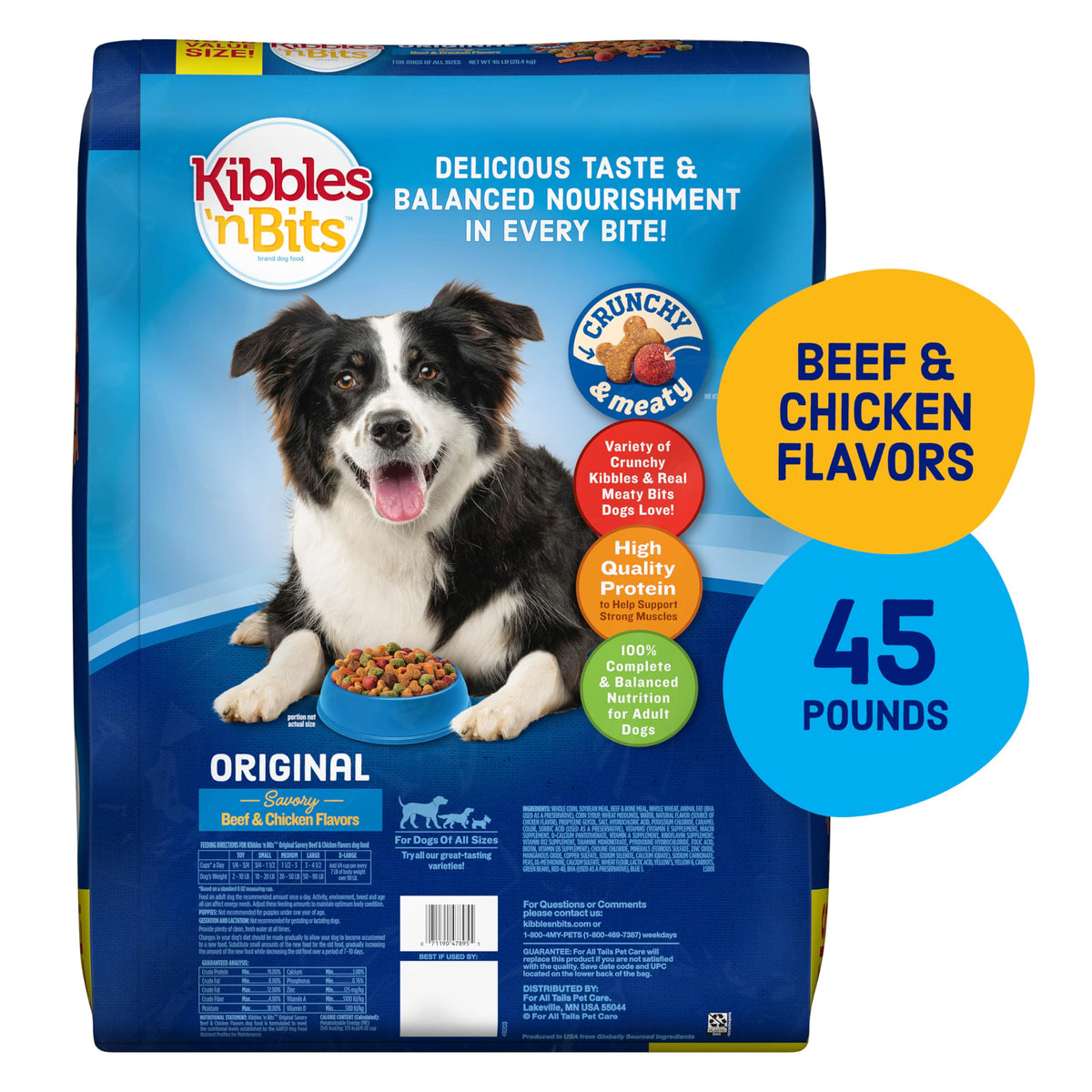 Kibbles 'n Bits Original Savory Beef & Chicken Flavor Dry Dog Food, 31 Pound Bag