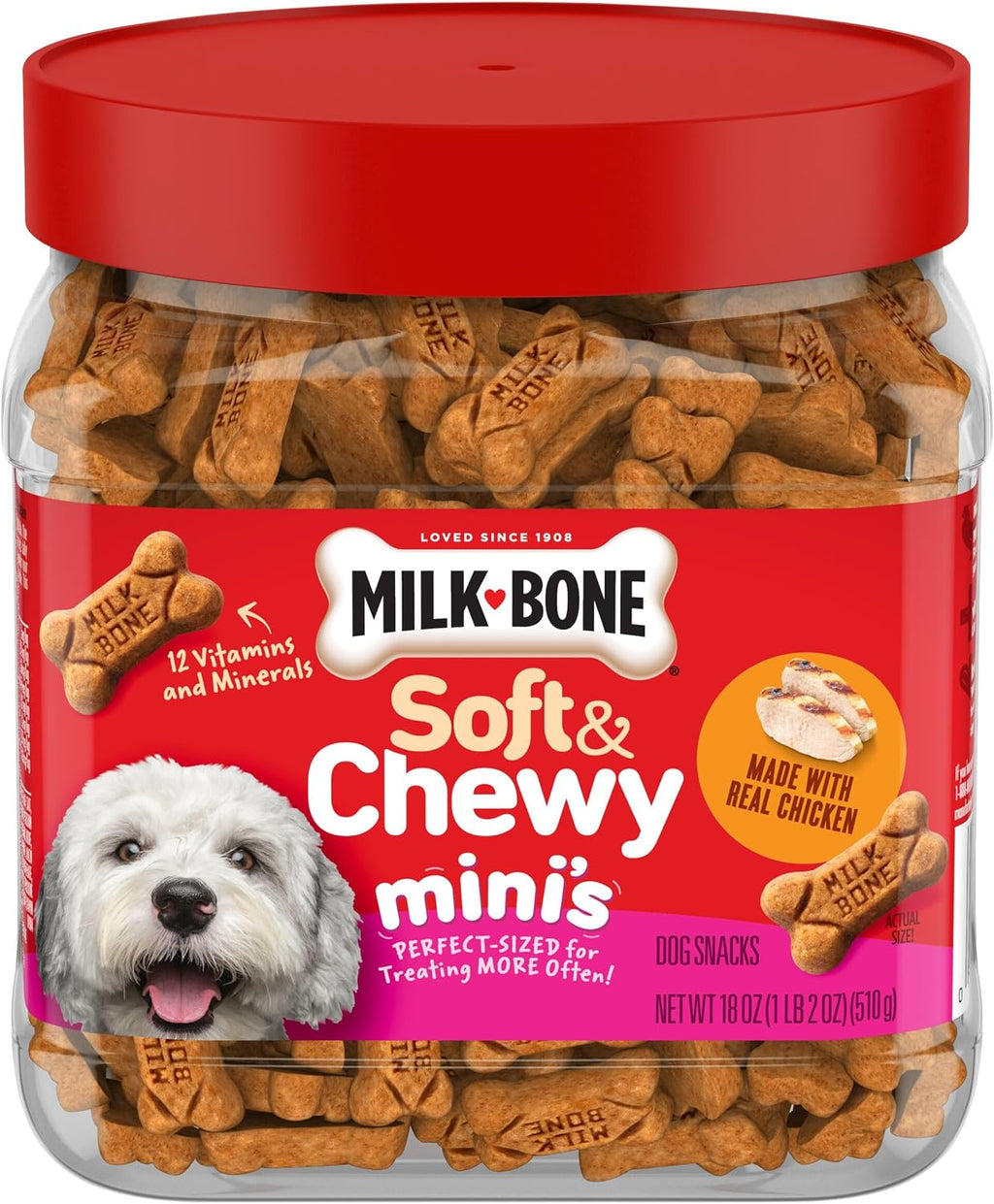 Milk-Bone Soft & Chewy Dog Treats, Made with Real Bacon, 10 Pouches