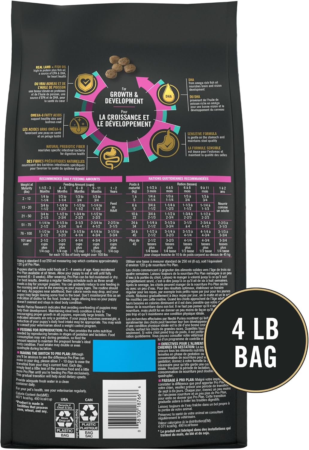 Purina Pro Plan Sensitive Skin and Stomach Dog Food Puppy Salmon and Rice Formula - 16 Lb. Bag
