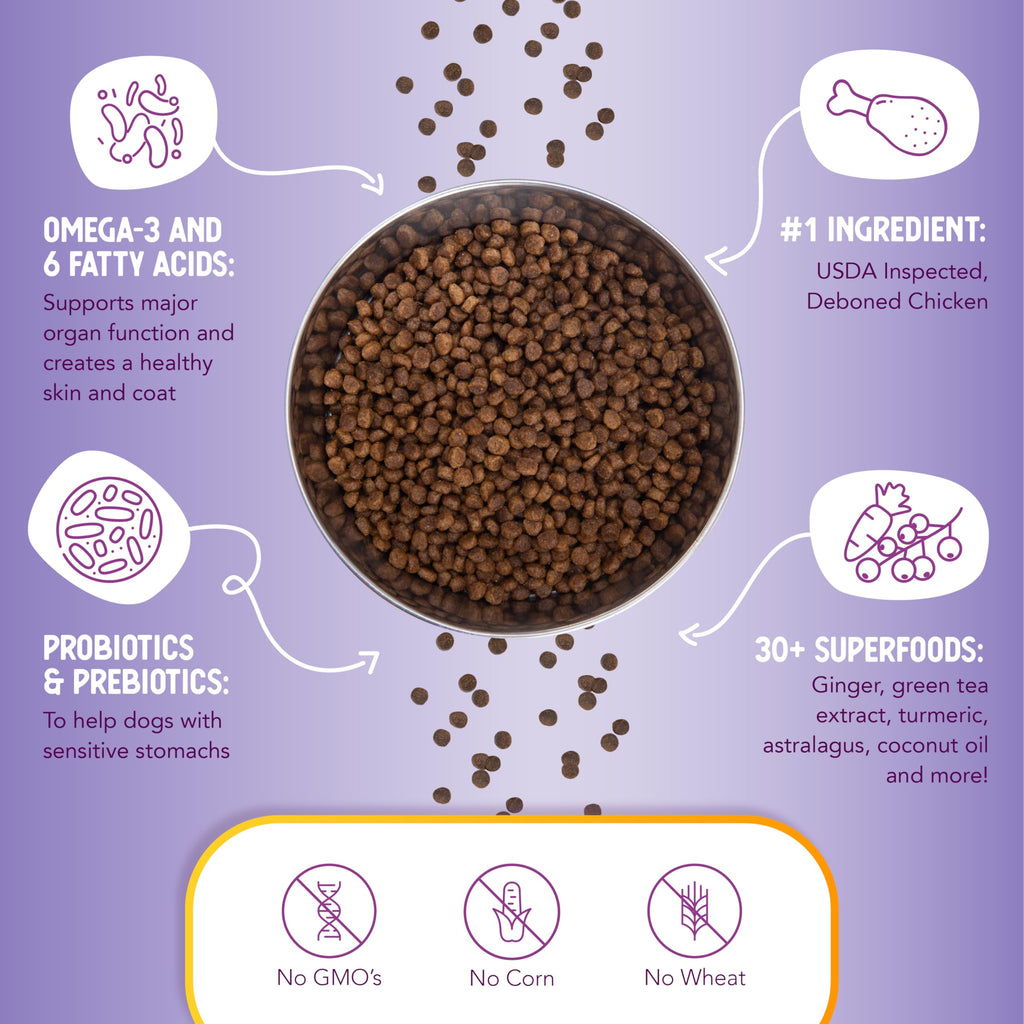 Health Extension Little Bites Dry Dog Food for Toy and Small Breeds, Chicken & Brown Rice Recipe, with Probiotics & Superfoods for Digestion & Coat Health, 30 lb Bag