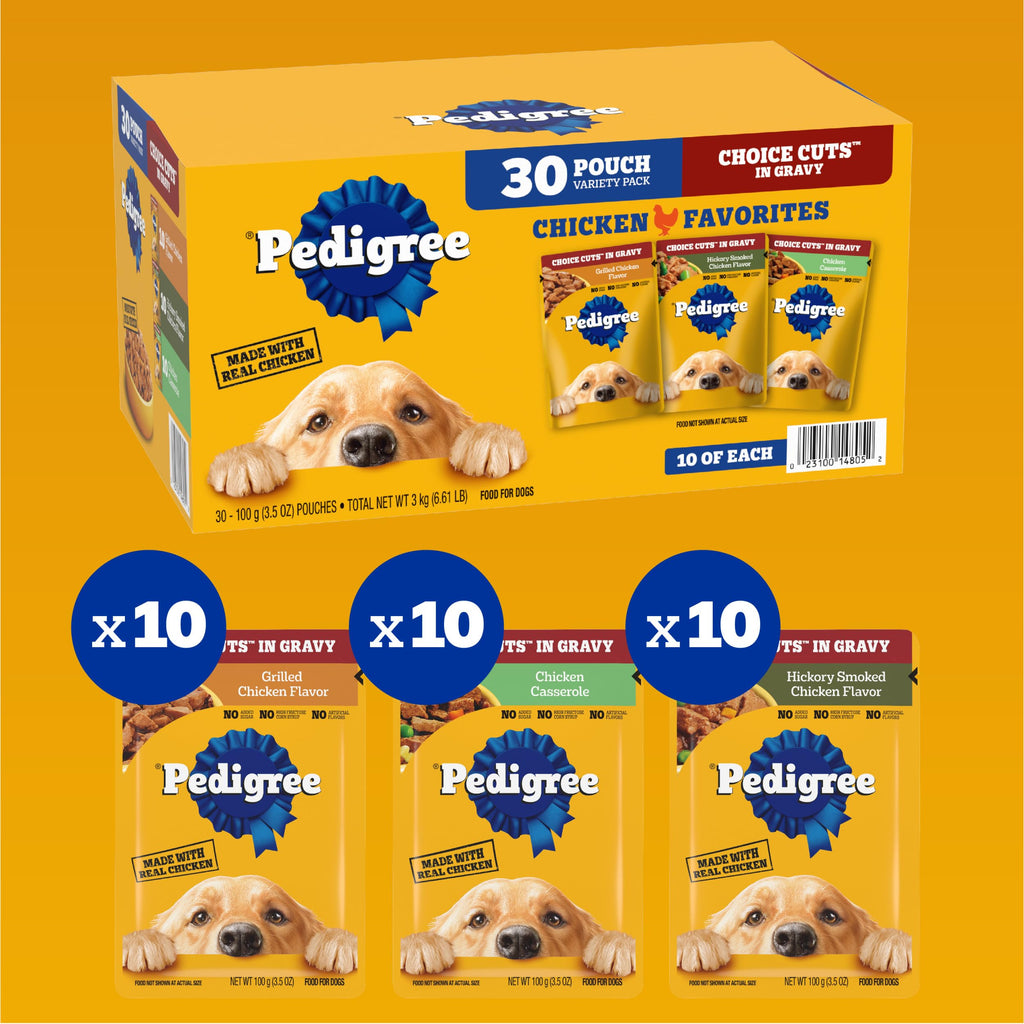Pedigree Choice Cuts in Gravy Adult Soft Wet Dog Food 24-Count Variety Pack, 3.5 oz. Pouches