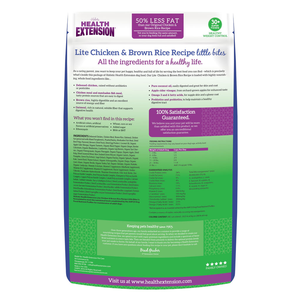 Health Extension Little Bites Dry Dog Food for Toy and Small Breeds, Chicken & Brown Rice Recipe, with Probiotics & Superfoods for Digestion & Coat Health, 30 lb Bag