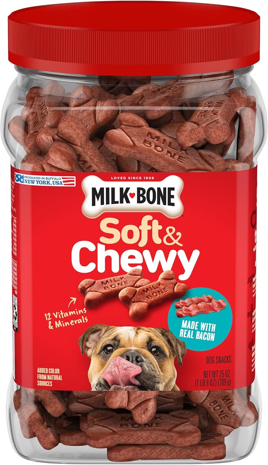 Milk-Bone Soft & Chewy Dog Treats, Made with Real Bacon, 10 Pouches