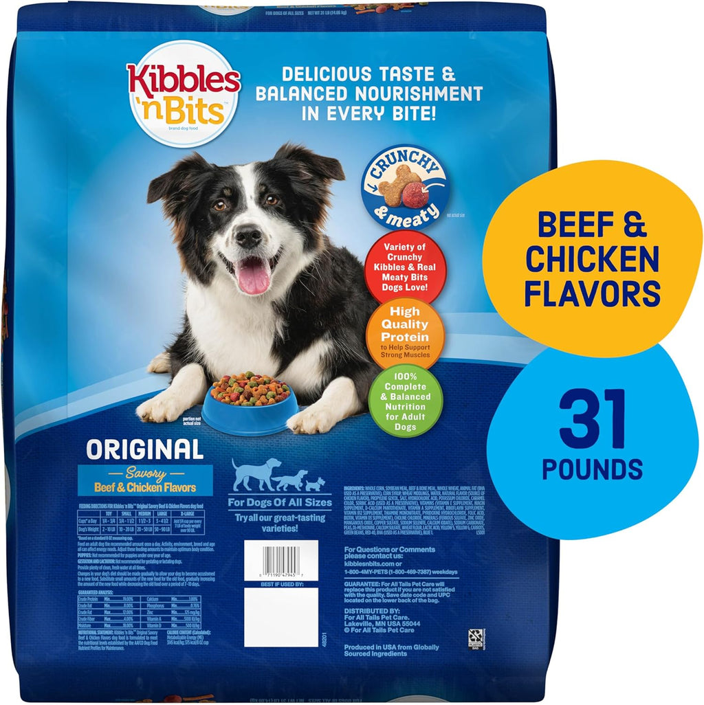 Kibbles 'n Bits Original Savory Beef & Chicken Flavor Dry Dog Food, 31 Pound Bag