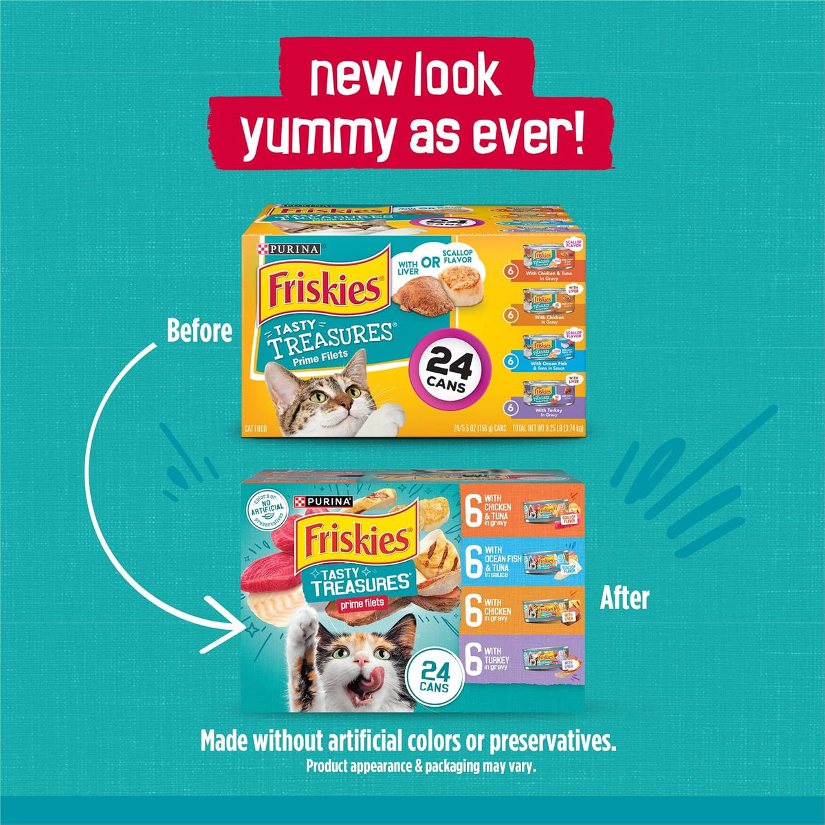 Purina Friskies Tasty Treasures Variety Pack, Prime Filets, 24 Pack 5.5 oz