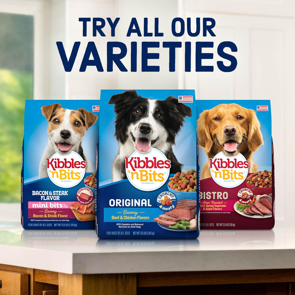 Kibbles 'n Bits Original Dry Dog Food, Savory Beef & Chicken Flavors for Adult Dogs, 45 lb. Bag